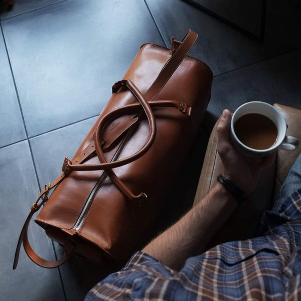 Cappuccino Leather Duffle Bag