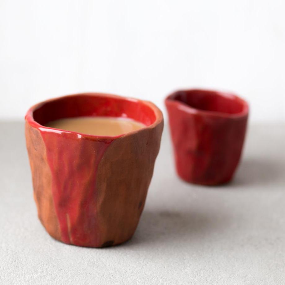 clay cup and creamer set