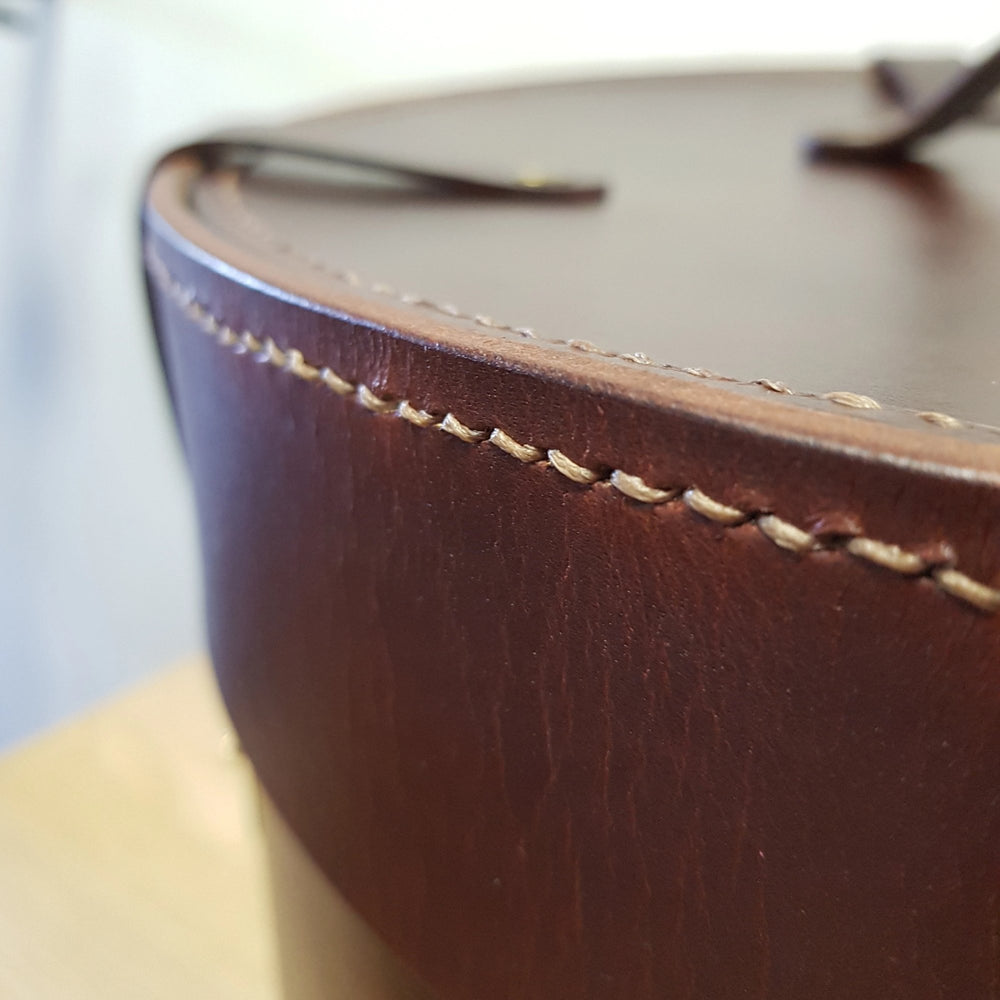 Leather Handmade Hat Box For Travel And Storage