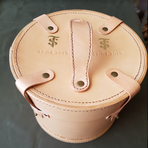 Leather Handmade Hat Box For Travel And Storage