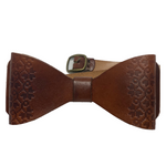 brown leather handmade bow tie 