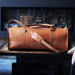 handmade leather duffel travel bag