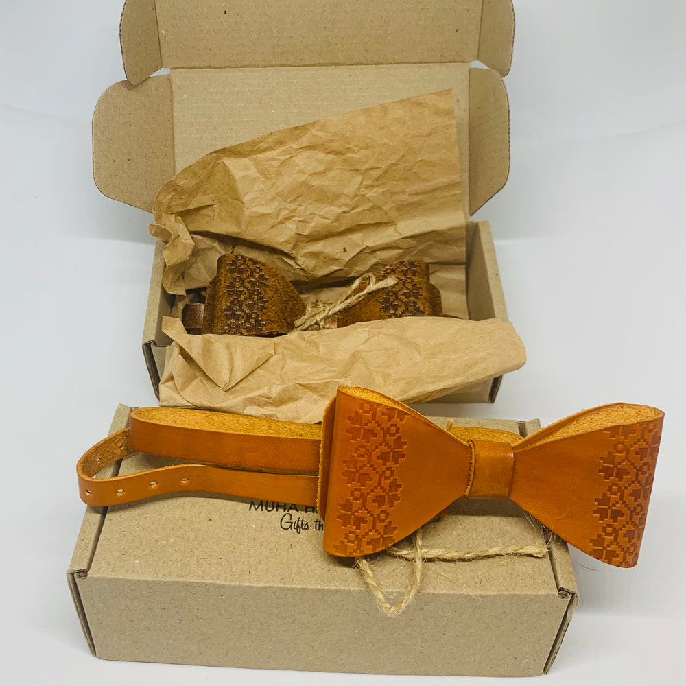 leather handmade bow tie for men