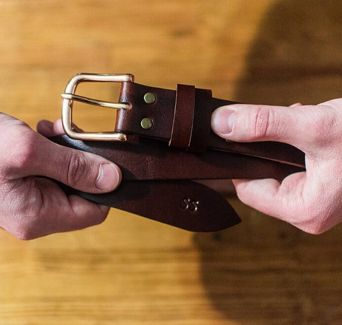 brown handmade leather belt gift idea for husband