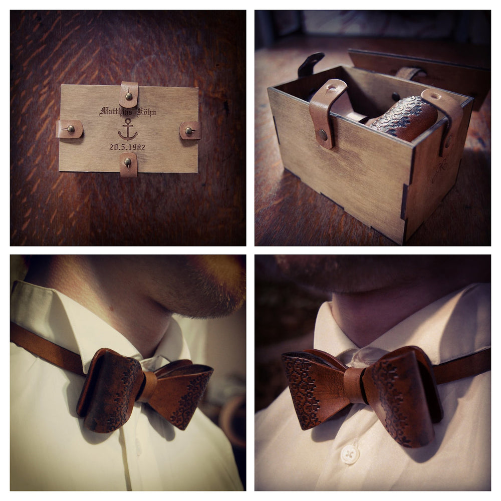 
            
                Load image into Gallery viewer, leather handmade bow tie for men
            
        