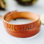 custom name double wrap leather wristband