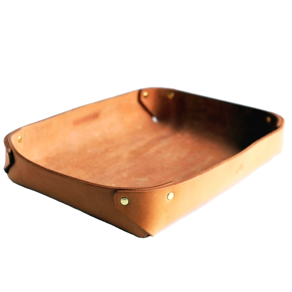 LARGE LEATHER VALET TRAY / NATURAL