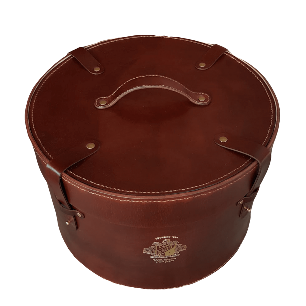 leather hat box for travel and storage