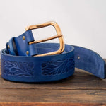classic leather blue belt