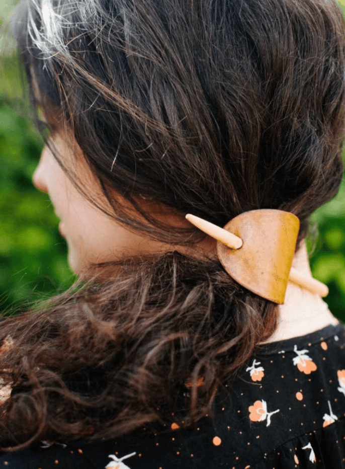 leather hair pin for her