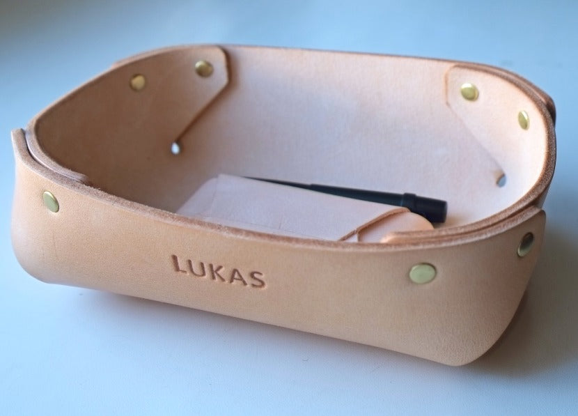 SMALL LEATHER VALET TRAY / NATURAL