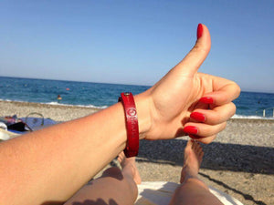 red leather wristband gift for her