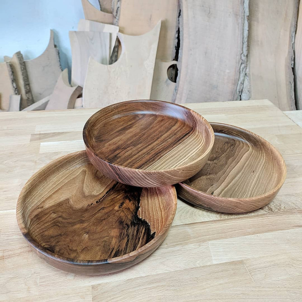 
            
                Load image into Gallery viewer, walnut round kitchen tray
            
        